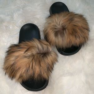100% real Fox fur slipper slide READY TO SHIP NOW